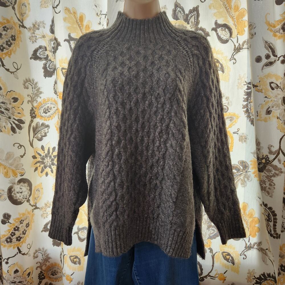 A New Day Ski Sweater Womens Medium Gray High Neck Wool Blend Dolman